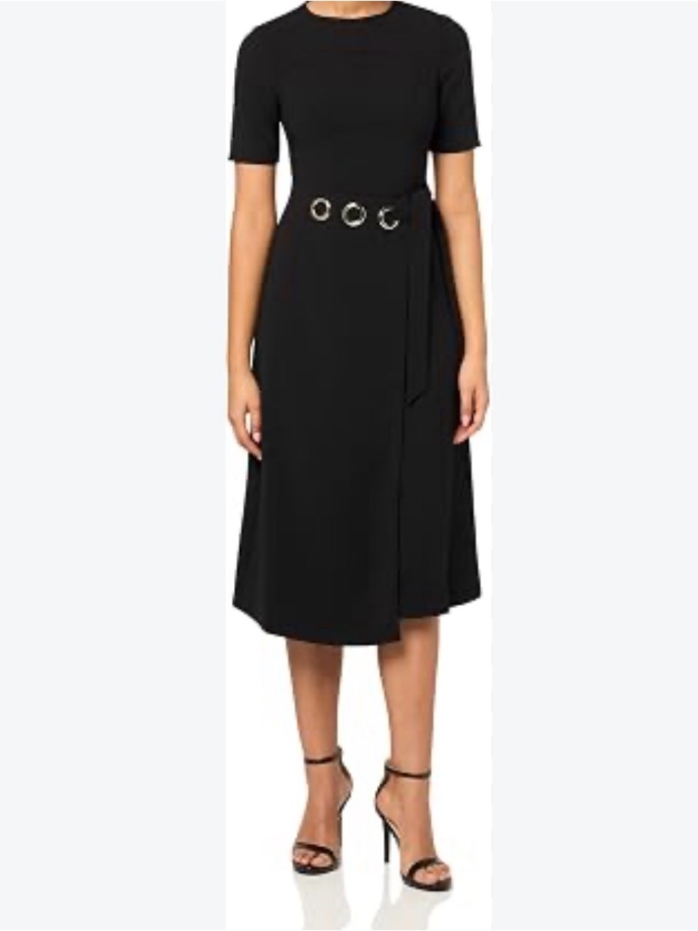 Shoshanna size 2 Black Grommet Belt Midi Dress Like New